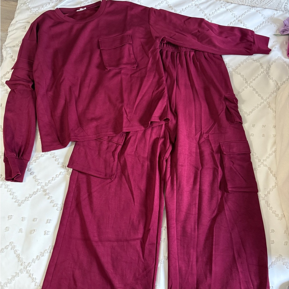 Burgundy Sweatsuit Set